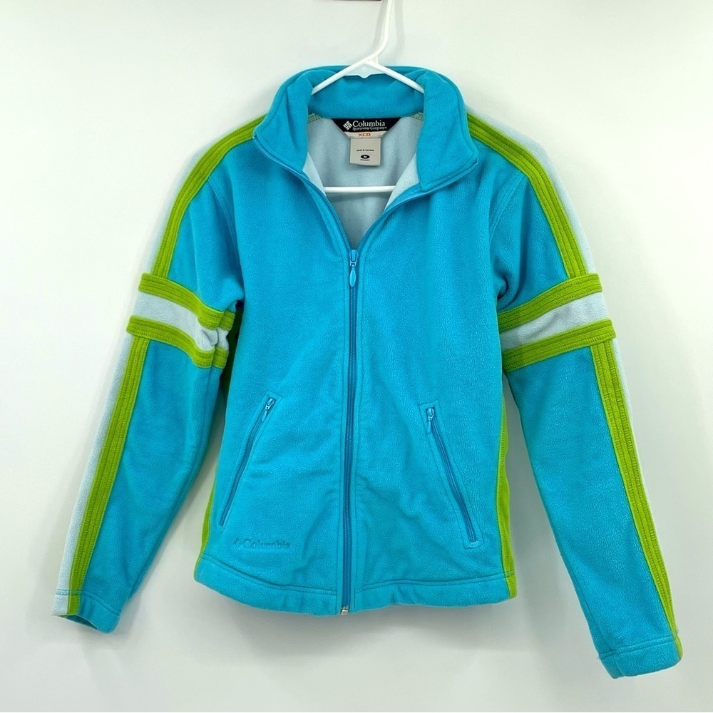 Columbia Full-Zip Fleece Jacket – Blue & Green, Size Medium